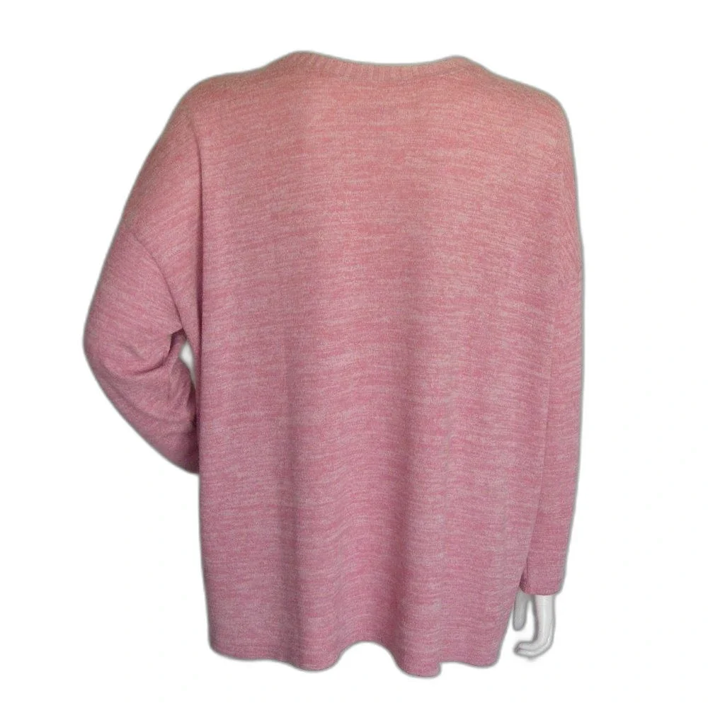 TORRID Sweater, 2/2X, Pink Space Dye, Pullover, Long sleeves, Pocket, Rayon